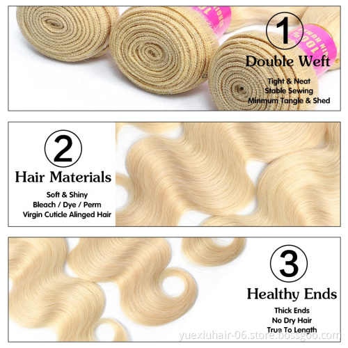 613 Blonde Russian Human Hair Extension 100% Virgin Cuticle Aligned Hair